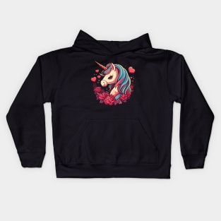 Valentines Unicorn Love Kids Hoodie